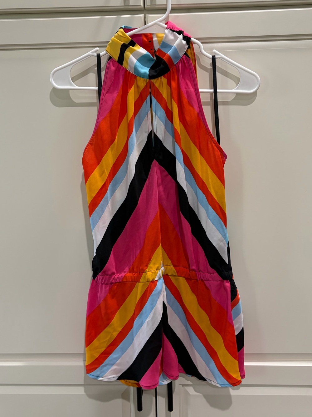 NY & Co Women’s Colorful Chevron Sleeveless Blouse w/ Elastic Waist - Multicolor
